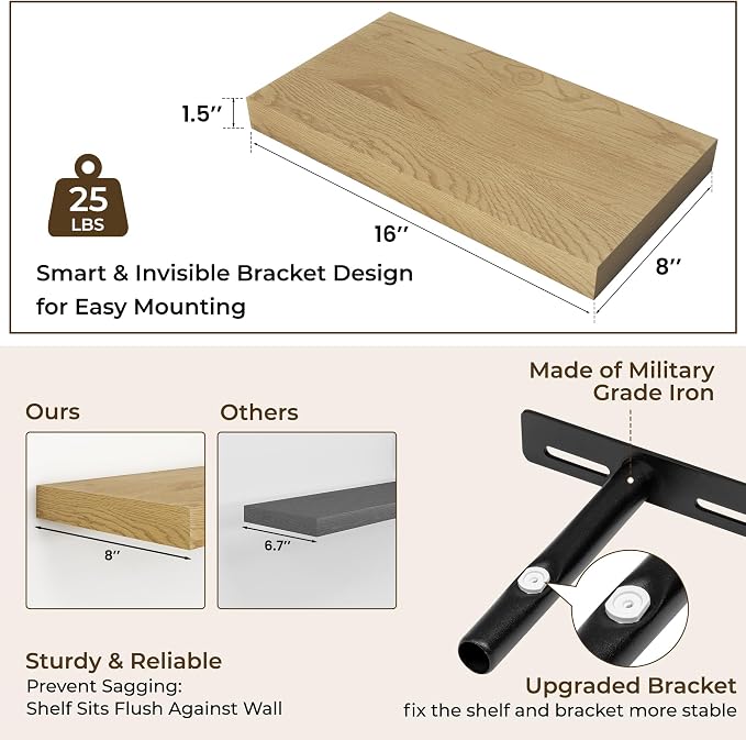 RICHFOCUS 16Inch Floating Shelves - Image 3
