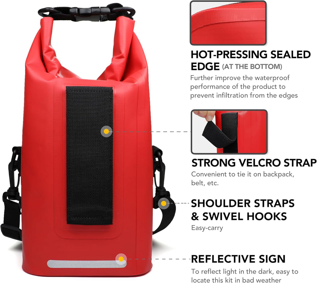 250 PCS Water‐Resistant First Aid Kit, Roll Top Reflective Emergency