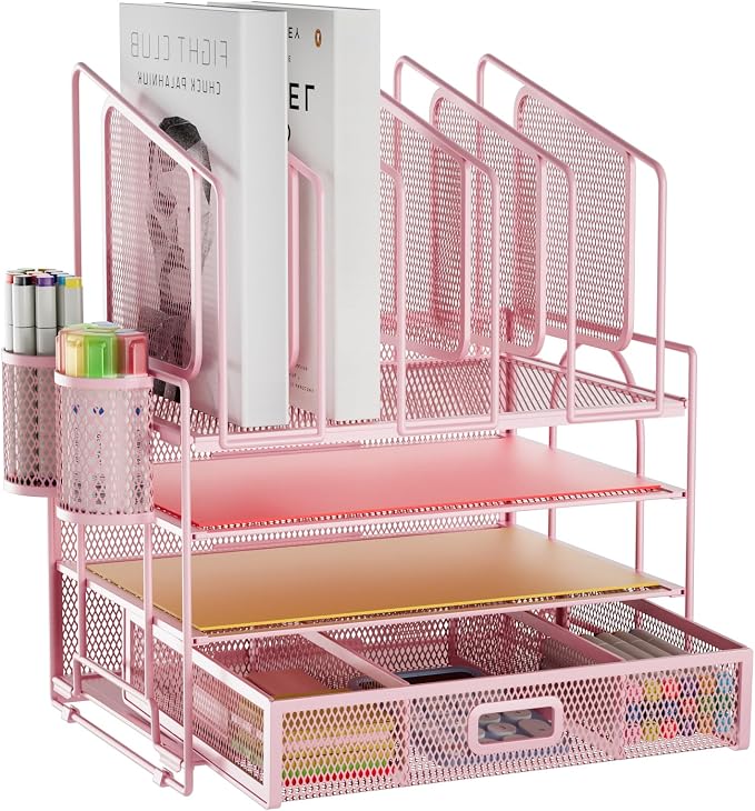 Marbrasse Desk Organizers, 4-Tier Mesh Desk File Organizer by Marbrasse