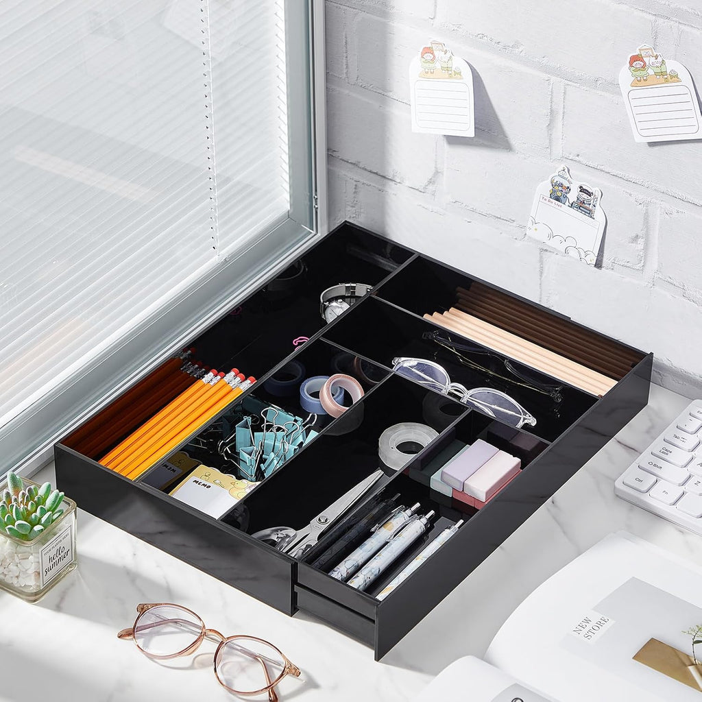 Briwooody Black Acrylic Drawer Organizer Expandable,7