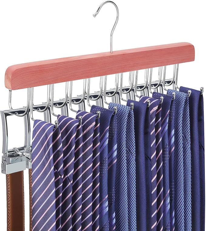TOPIA HANGER Cedar 2 in 1 Belt Tie Hanger by TOPIAHANGER