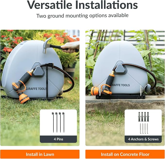 Giraffe Tools Ground Mounted Retractable Hose Reel 1/2 Inch x 82FT, Heavy Duty - Image 6