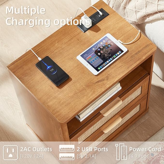 LEYAOYAO Rattan Nightstands Set of 2 - Image 7