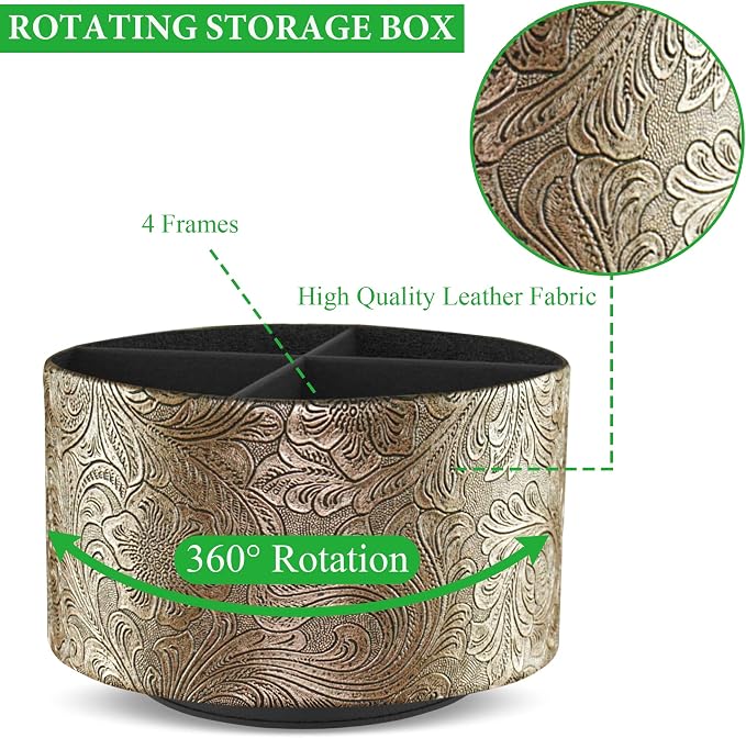 lizimandu Round Leather Art Supply Organizer, Remote Control Holder, 360 Degree - Image 3