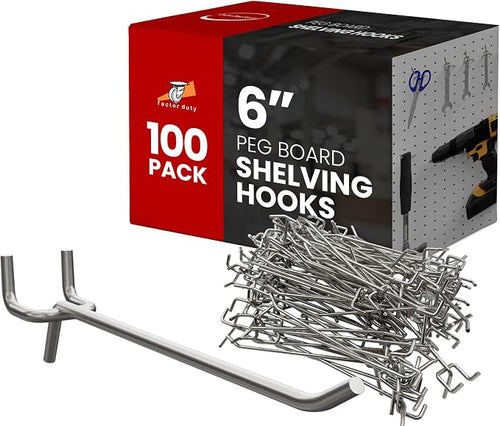 100 Pack PEG Board Pegboard Shelving Hooks 6" Length Wholesale Lot by FactorDuty