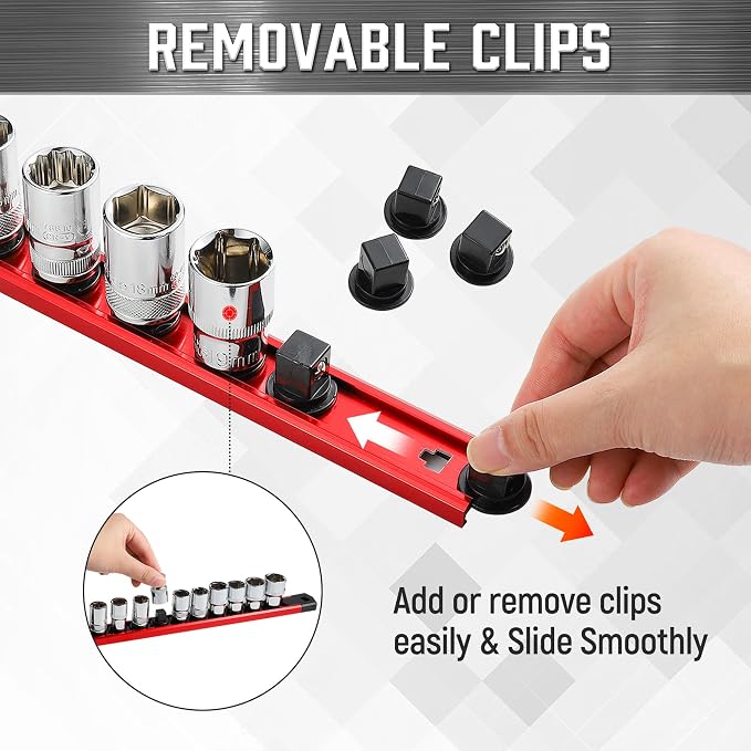 ALOANES 1/2-Inch Drive Magnetic Socket Organizer, Heavy Duty Aluminum Socket - Image 4