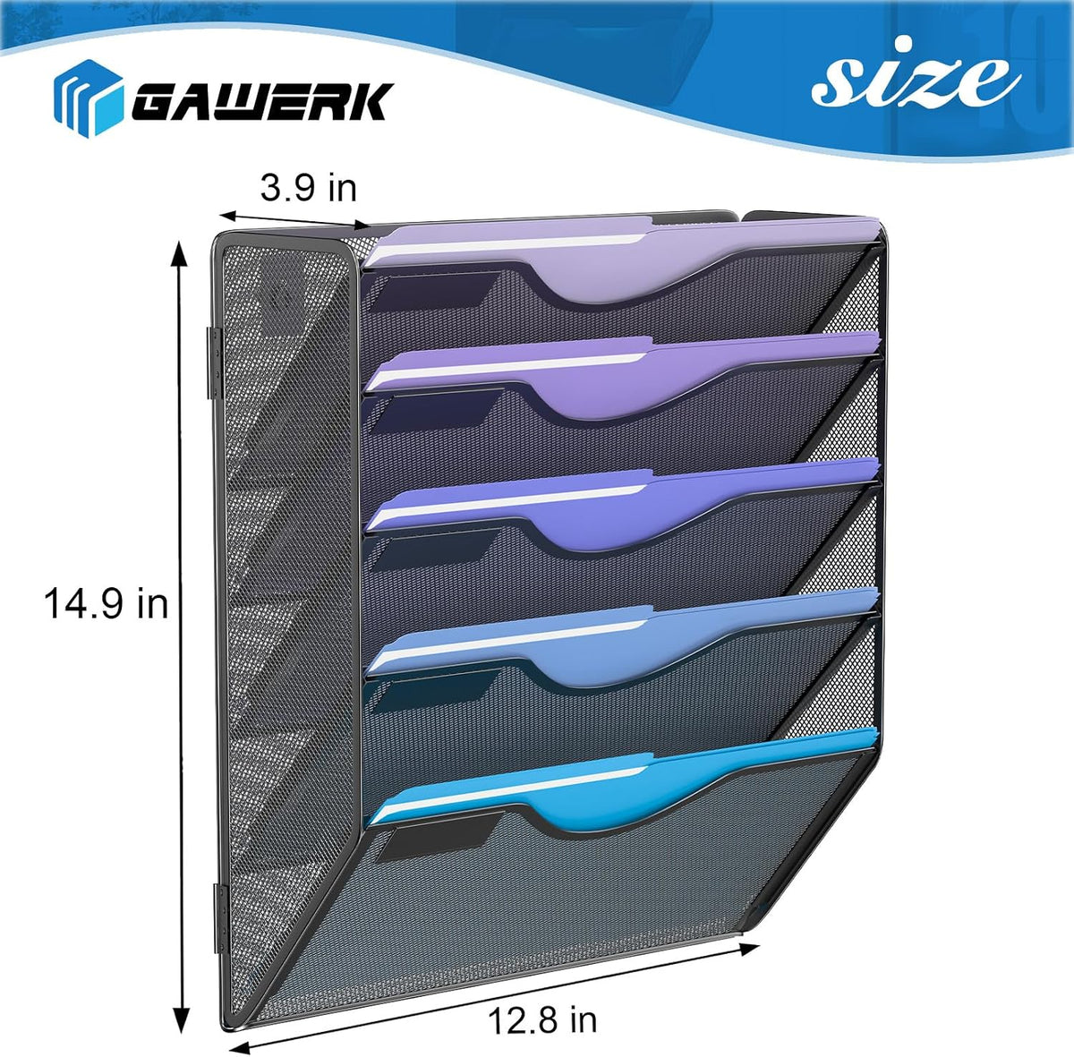 5 Tier Hanging Wall File Organizer, Mesh Mail Paper Orgnization