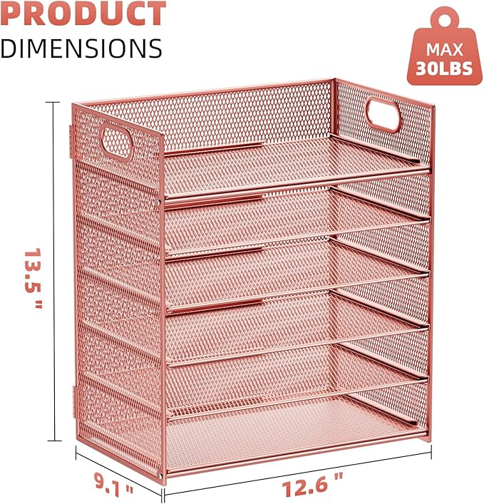 Marbrasse 6 Tier Paper Organizer Letter Tray - Image 3