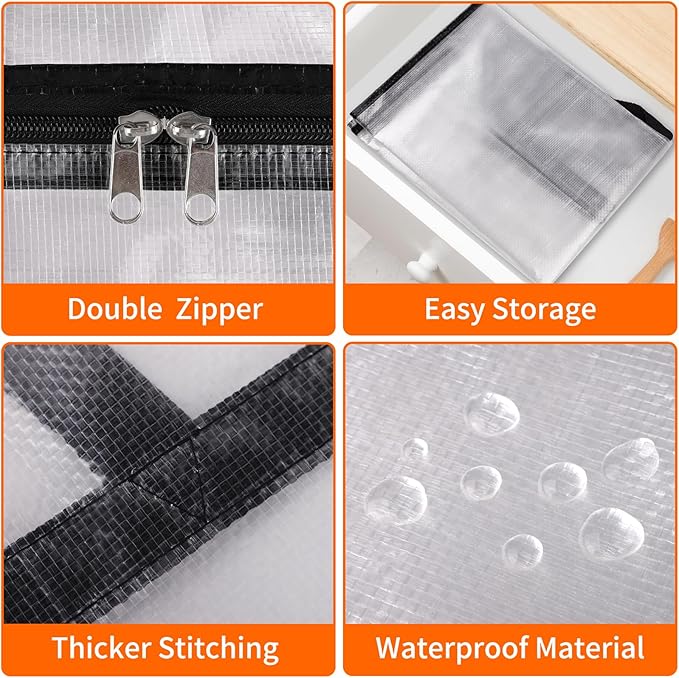 8 Pack Clear Storage Bags for Comforter, Clothes & Bedding, Plastic Blanket - Image 3