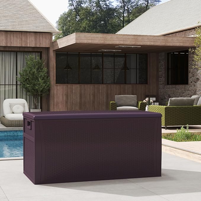 ZYJOYY 125 Gallon Resin Deck Box, Weatherproof Outdoor Storage Box - Image 3