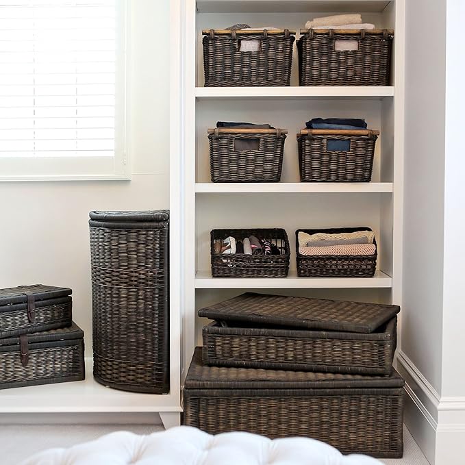 The Basket Lady Pole Handle Wicker Storage Basket, 14 in L x 10 in W x 7.5 in H - Image 5
