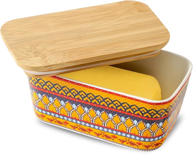 Hasense Bohemian Butter Dish, Farmhouse Ceramic Butter Dish by Hasense