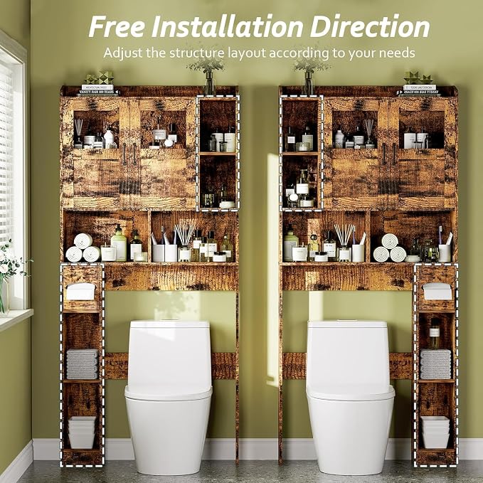 Over Toilet Storage Cabinet, 67 Inch Wall Mounted Tall Cabinet, Freestanding - Image 8