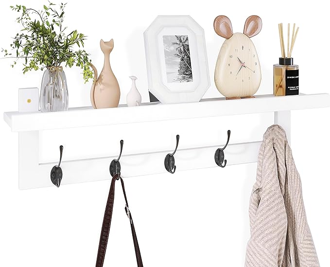 SMIBUY Coat Hooks with Shelf Wall-Mounted, 29.2 Inch Entryway Coat Rack by SMIBUY