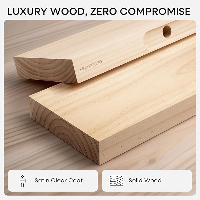 Homeforia 60 inch Natural Floating Shelf, High End Solid Real Wood 60inch Small - Image 4