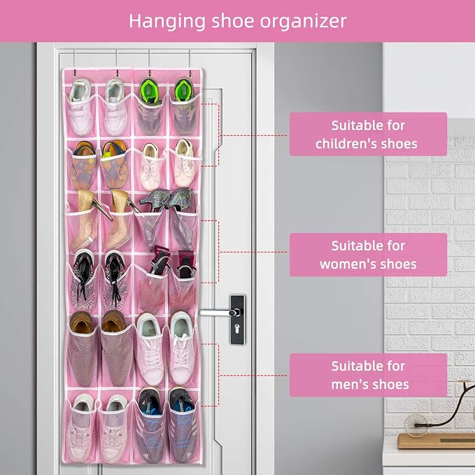 2 Pack Hanging Shoe Organizer，Over Door Shoe Organizer - Image 3