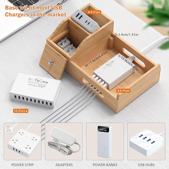 Bamboo Charging Station for Multiple Devices - Image 5