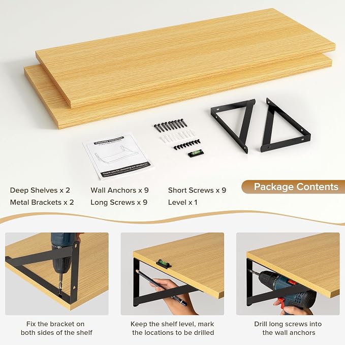 Deep Floating Shelves Wall Mounted, Living Room, Office - Image 5