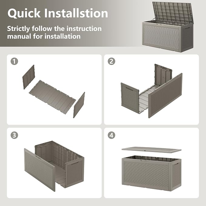 Outdoor Storage Box, Resin Deck Boxes Indoor and outdoor, Waterproof Storage - Image 8
