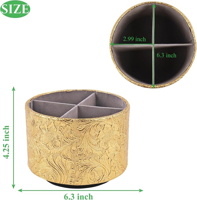 lizimandu Round Leather Art Supply Organizer, Remote Control Holder, 360 Degree - Image 2