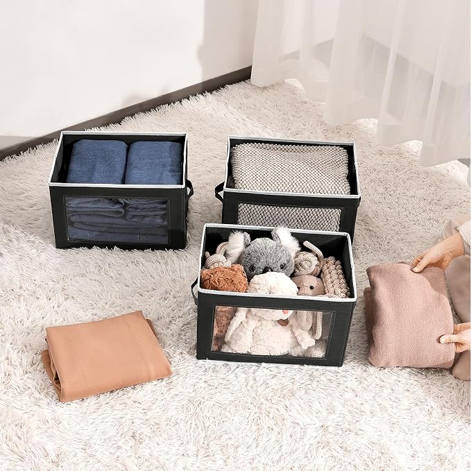 Cube Storage Bins with Lids, Fabric Organizer Bins with Handle, Cloth Storage - Image 4