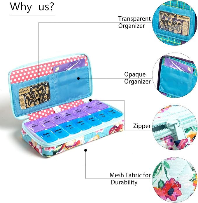 Weekly Pill Organizer 2 Times a Day, Zumd Pill Box 7 Day - Image 7