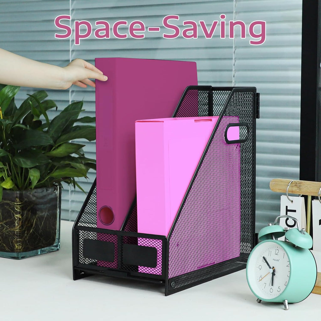 Desk Organizers, Metal Magazine File Holder with 2 Vertical