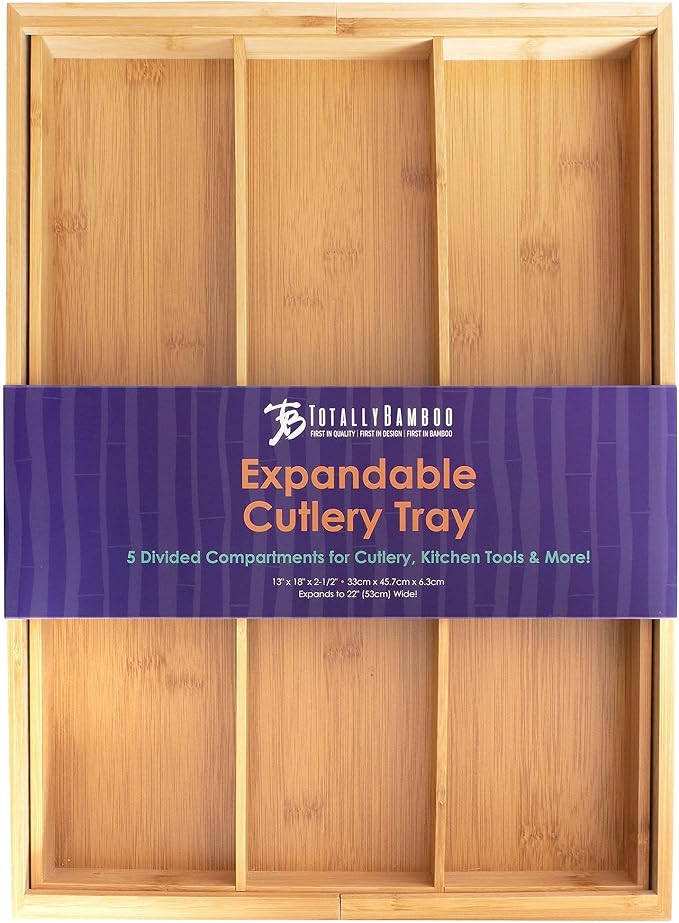 Totally Bamboo Expandable 5-Compartment Drawer Organizer, Expands from 13 to - Image 6