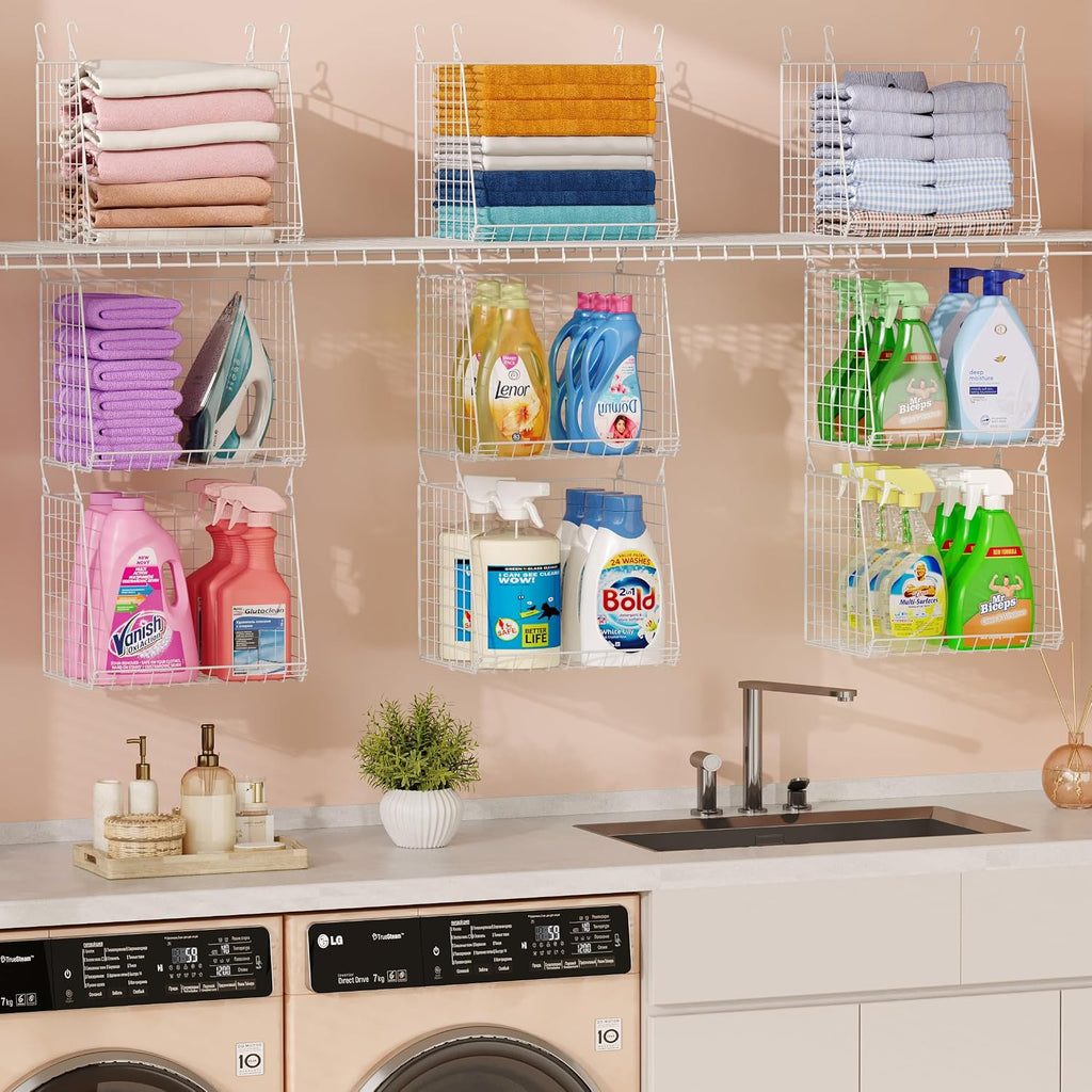 3-Pack Extra-Tall 13.6'' Hanging Laundry Basket Organizer, Foldable