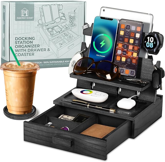 Black Wood Phone Docking Station by ParkwayHome