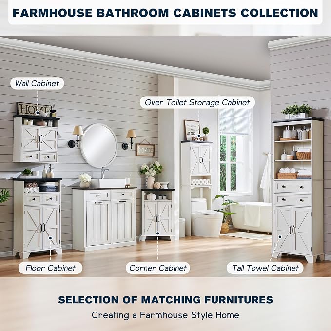 ACCOHOHO Bathroom Wall Cabinet, Farmhouse 24" Wide Medicine Cabinet - Image 6