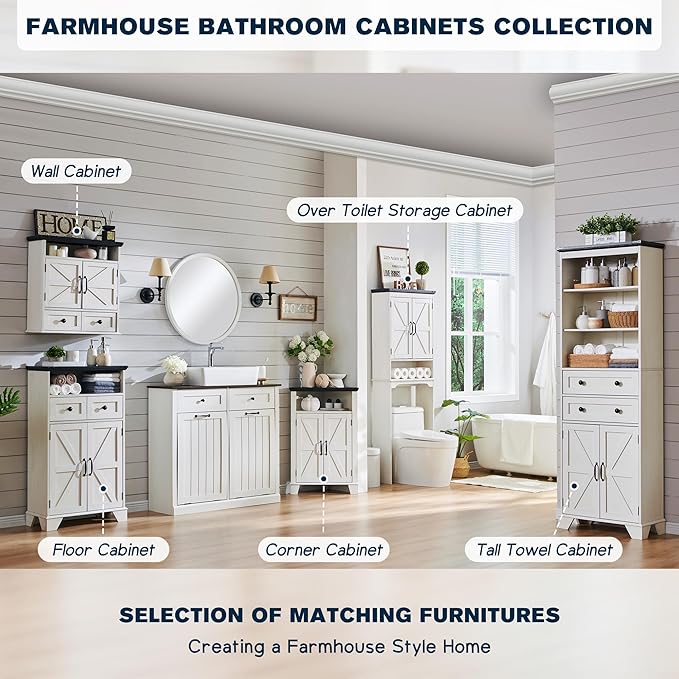 ACCOHOHO Corner Bathroom Cabinet, Farmhouse Small Corner Cabinet - Image 6