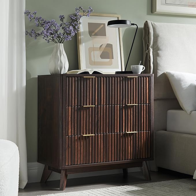 T4TREAM Fluted 3 Drawers Nightstand Set of 2, Oversized Extra Large Modern Side - Image 2
