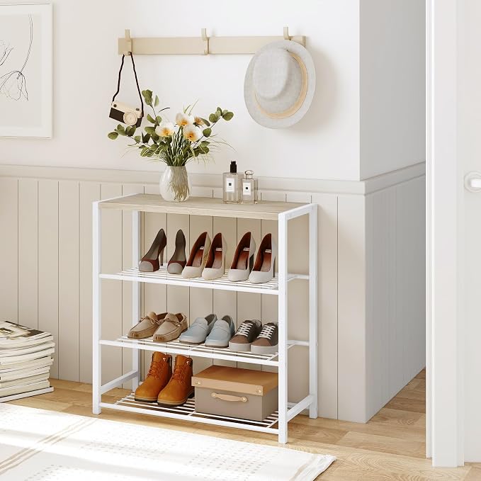 Yusong Shoe Rack Organizer, 4 Tier Industrial Shoe Storage Shelf - Image 2