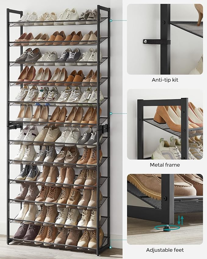 SONGMICS Shoe Rack, 12-Tier Shoe Organizer, Metal Shoe Storage - Image 5