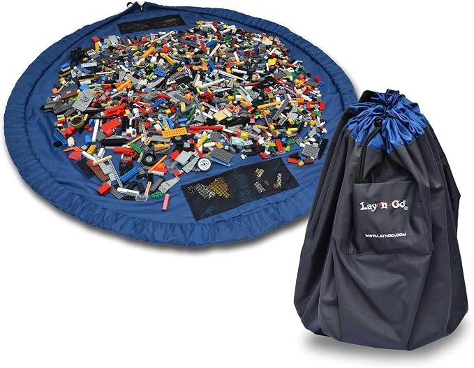 Lay-n-Go 2-in-1 Small Portable Drawstring Toys Storage Organizer and Play Mat by Lay-n-Go
