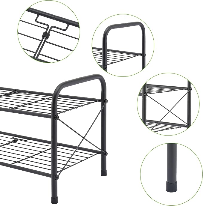 Hoctieon 2 Tier Shoe Rack for Closet, Durable Mesh Style Shoe Rack, Entryway - Image 9