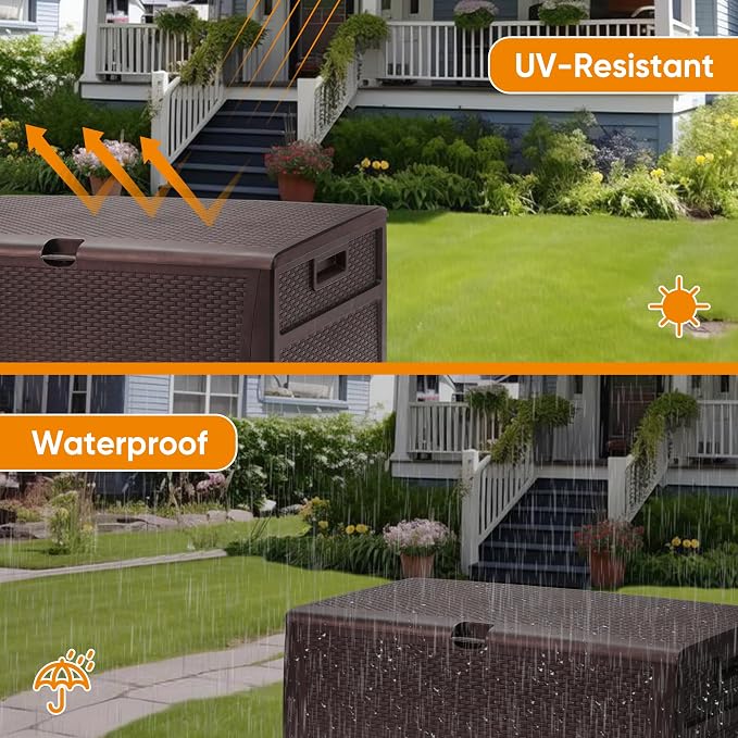 ZYJOYY 125 Gallon Resin Deck Box, Weatherproof Outdoor Storage Box - Image 6