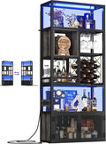 82.6" Tall Bar Cabinet with Power Outlets, 6-Tiers Reversible Wine Cabinet with by Armocity