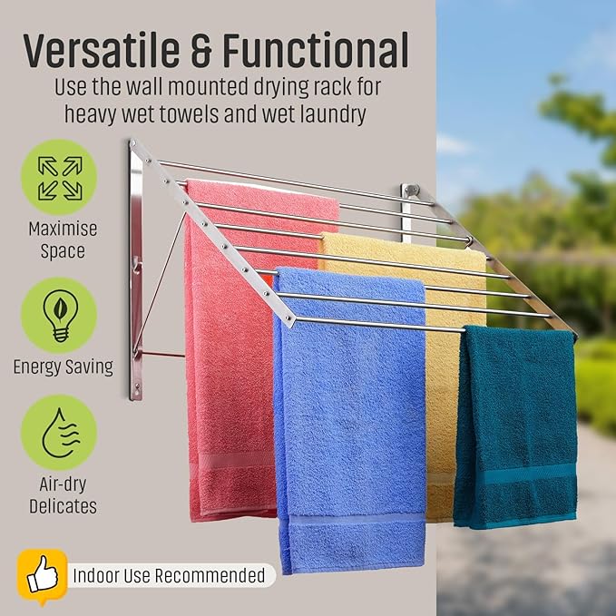 Smartsome | Wall Mounted | Clothes Drying Rack | 30" Wide | 20 Linear Feet - Image 4