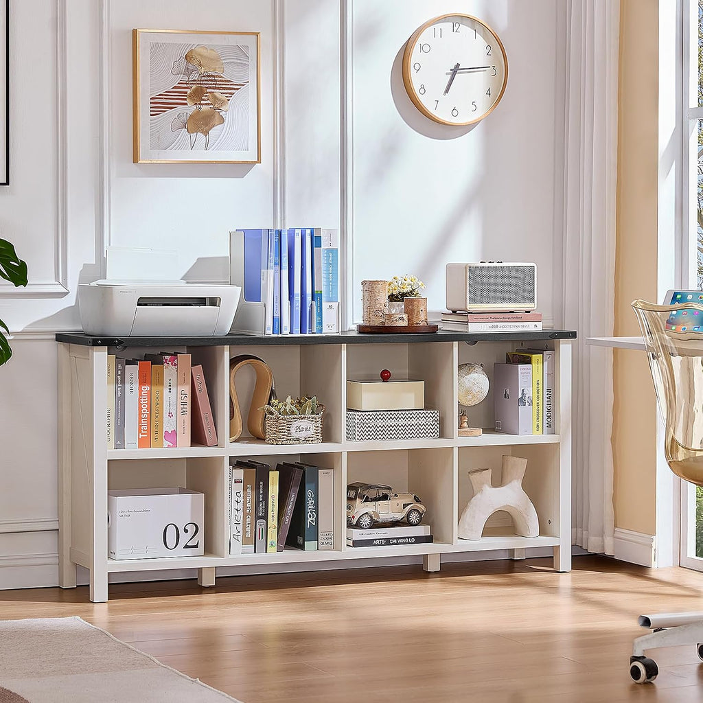 Joaxswe 8 Cube Book Shelf, Farmhouse Wood Long Storage Organizer
