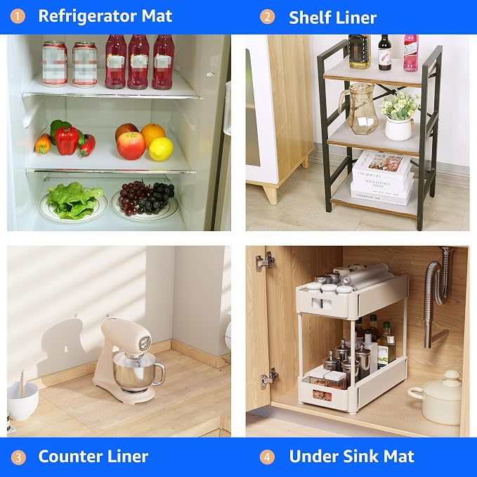 PABUSIOR Clear Cabinet Shelf Liner: Waterproof Bathroom Drawer Mat 17.7 x 96 - Image 8