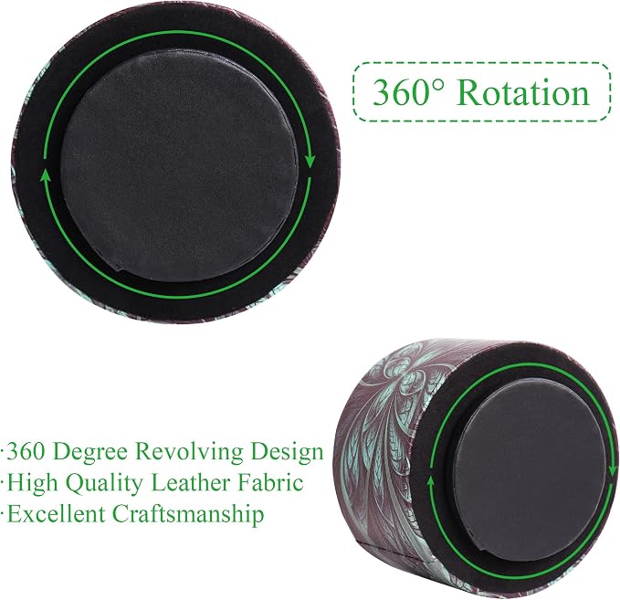 lizimandu Round Leather Art Supply Organizer, Remote Control Holder, 360 Degree - Image 4