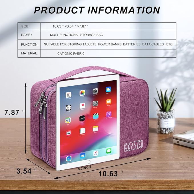 SELLYFELLY Electronic Bag Travel Cable Accessories Bag Waterproof Double Layer - Image 2