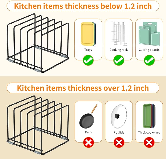 Cutting Board Organizer, Kitchen Cabinet Organizer, Divided Rack - Image 3