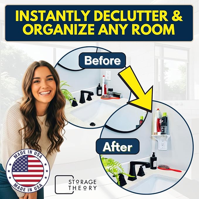 BeraTek Power Perch Wall Outlet Shelf | Declutter & Reclaim Counter Space | - Image 3