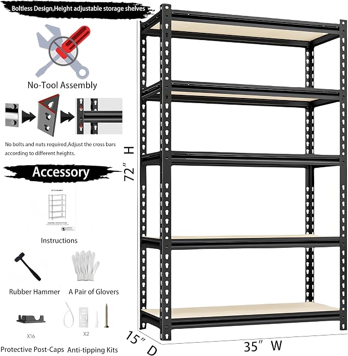 Storage Shelving Unit Heavy Duty Garage Shelves Metal Utility Rack - Image 4