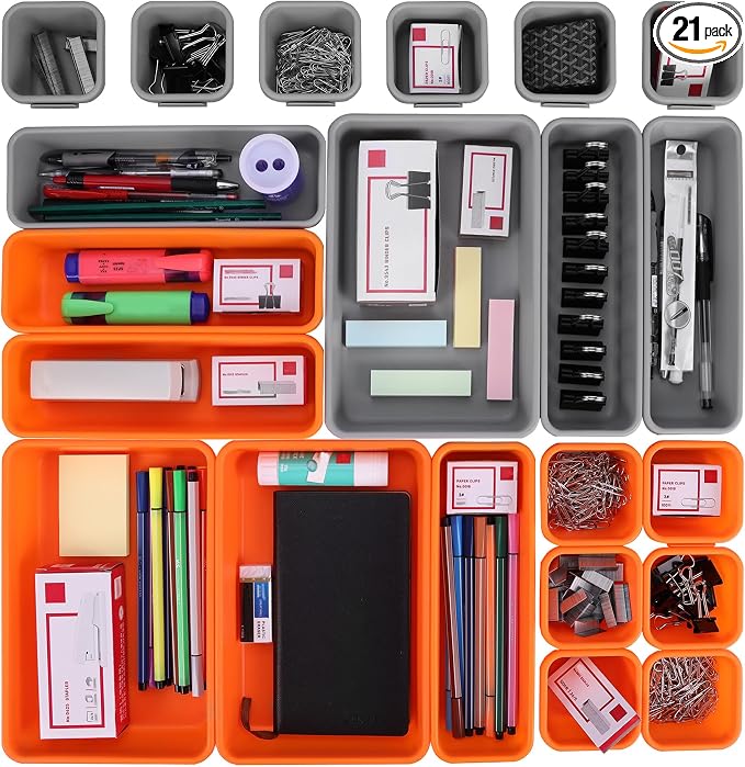 ValueMax 21 PCS Desk Drawer Organizer Set, PP Material Interlocking Drawer by ValueMax