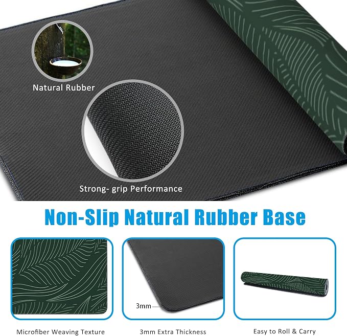 Golden Tropical Leaf Large Gaming Mouse Pad, Waterproof Desk Mat - Image 5