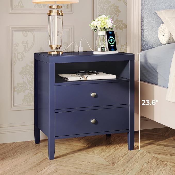 Huuger Blue Nightstand Set of 2, Night Stand - Image 4